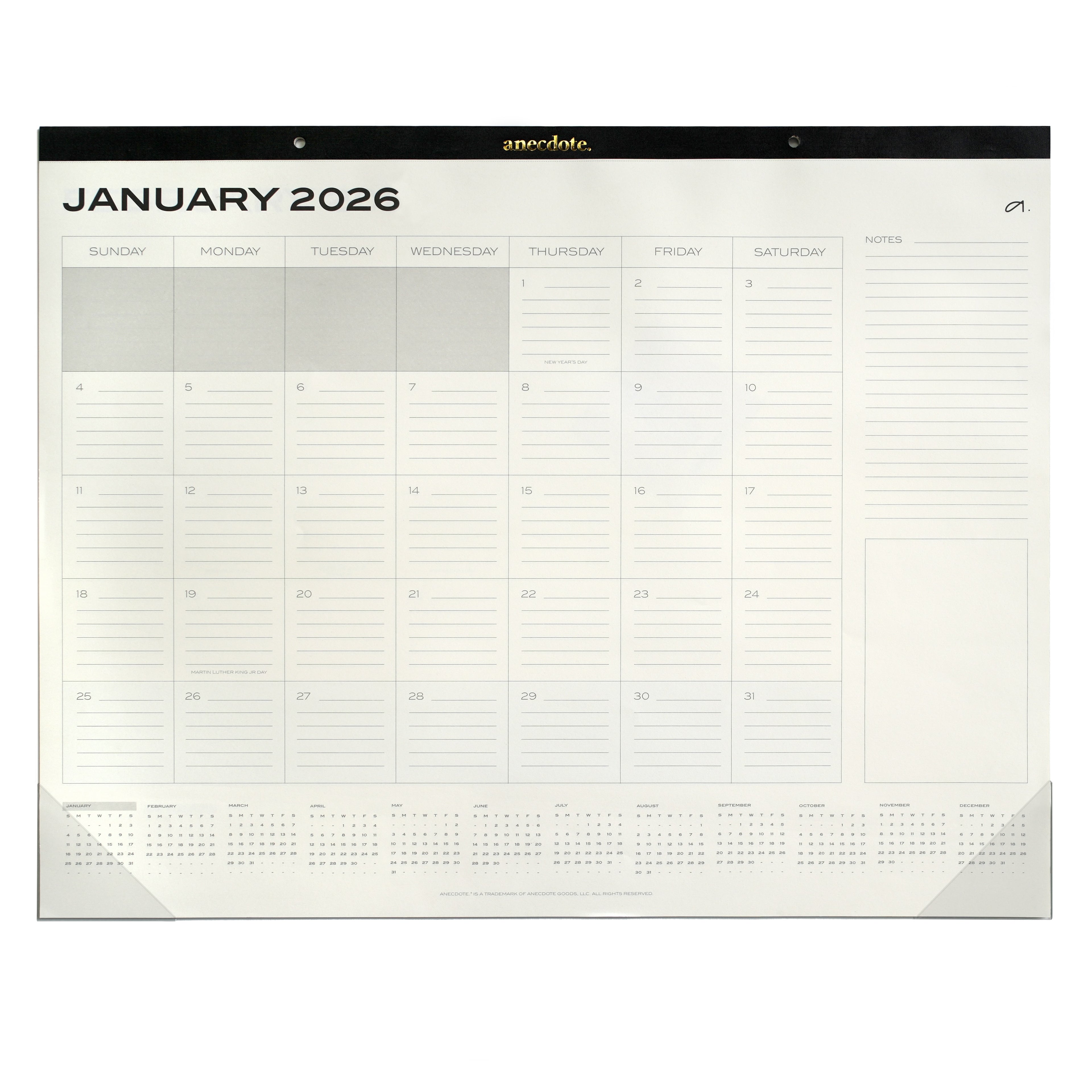 2026 Desk Calendar & Organizer