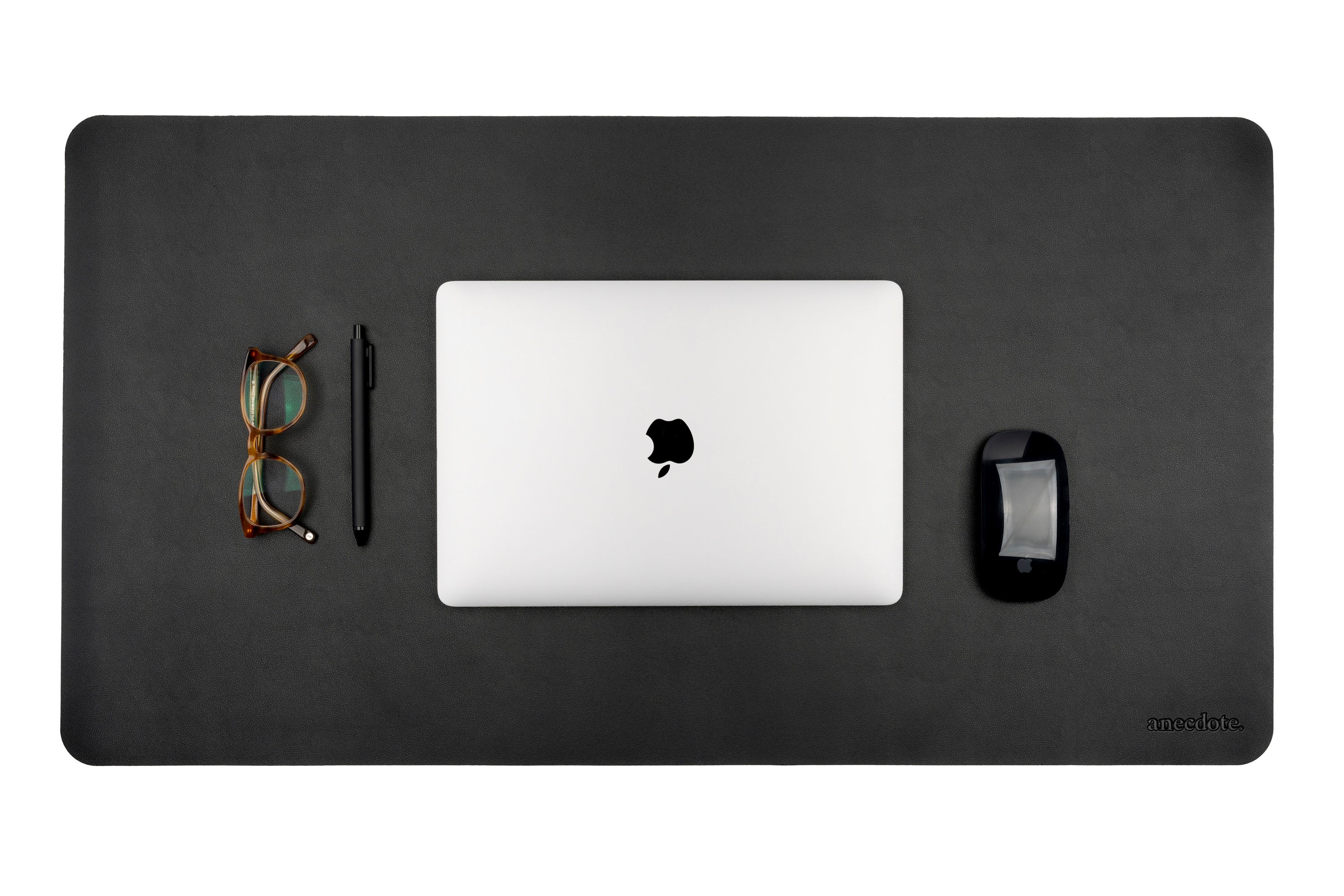 Anecdote, Vegan Leather Desk Pad, Regular & Large Sizes, 6 Colors Available Pitch Black / Large